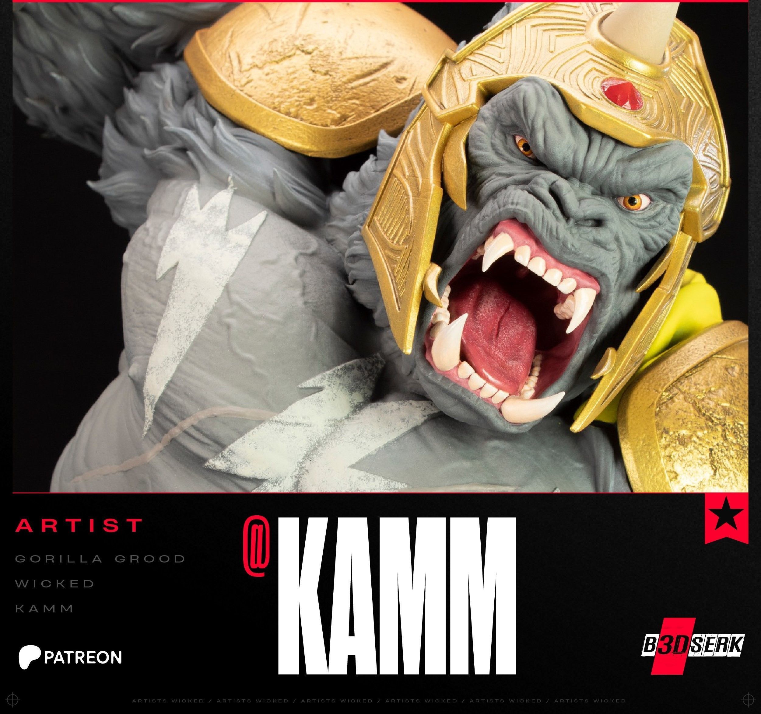 B3DSERK May term 2023 Gorilla Grood Sculpture ready for printing 3D print model_35