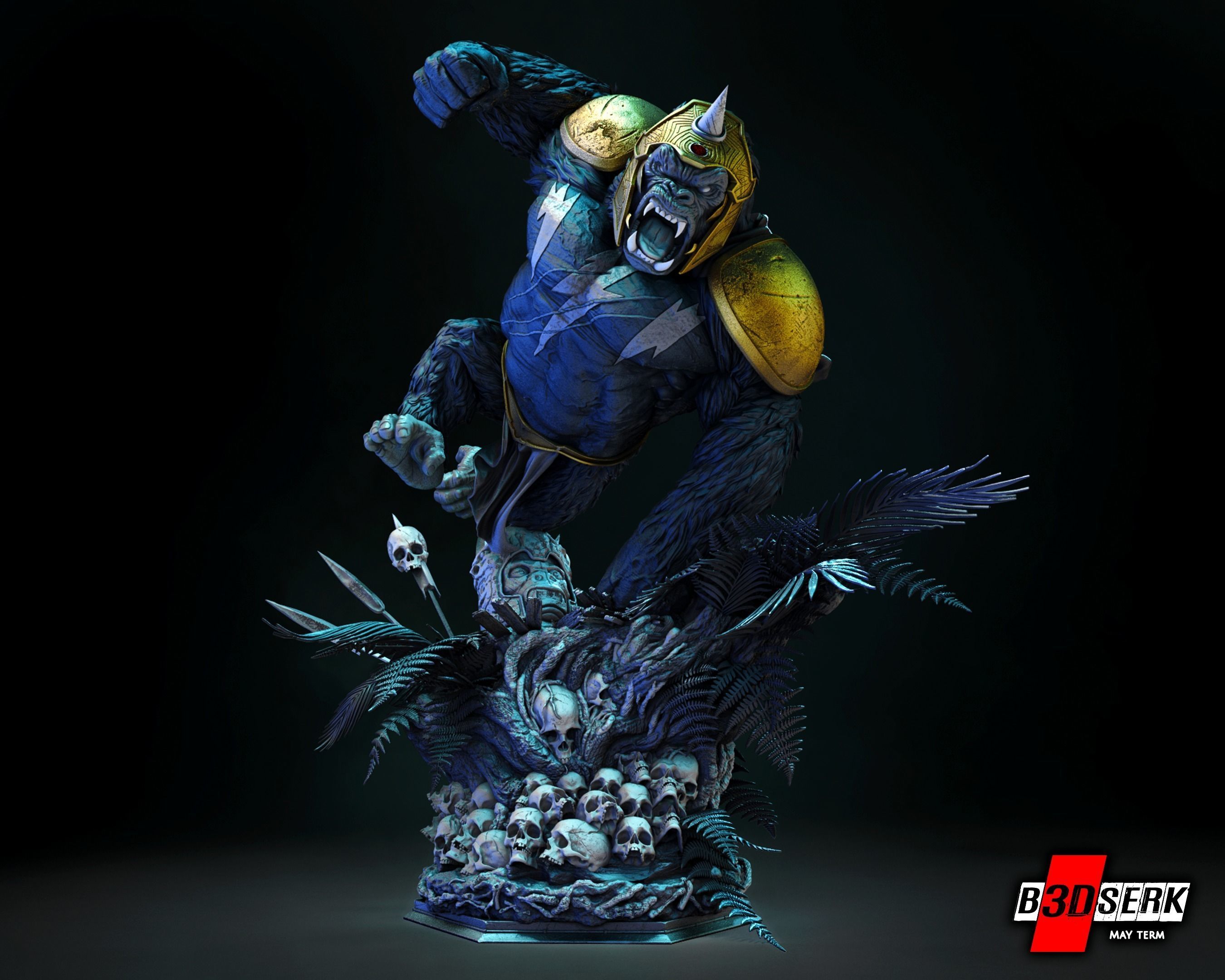 B3DSERK May term 2023 Gorilla Grood Sculpture ready for printing 3D print model_4