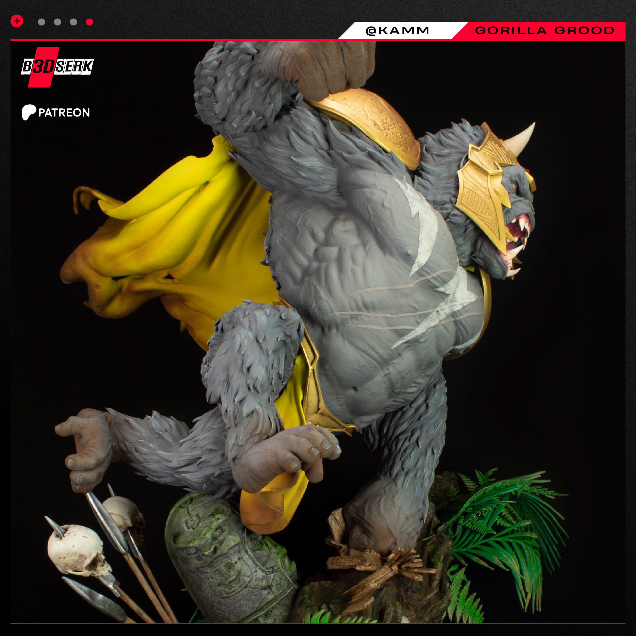 B3DSERK May term 2023 Gorilla Grood Sculpture ready for printing 3D print model_31