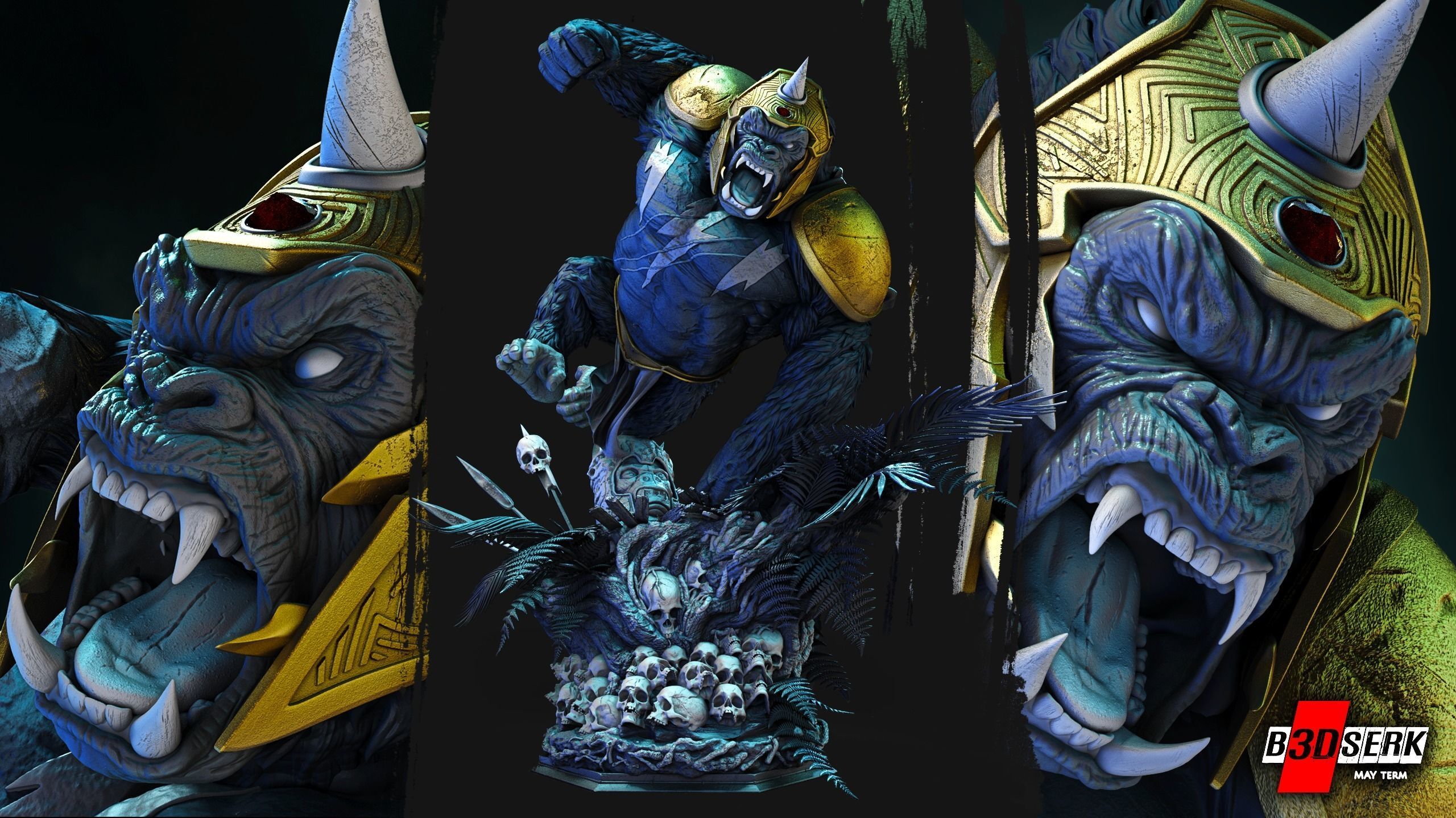 B3DSERK May term 2023 Gorilla Grood Sculpture ready for printing 3D print model_3