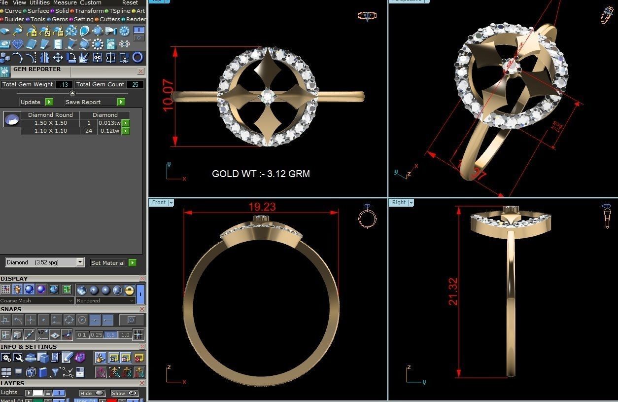 Diamond Ring For Women 3d Print Model 3D print model_2