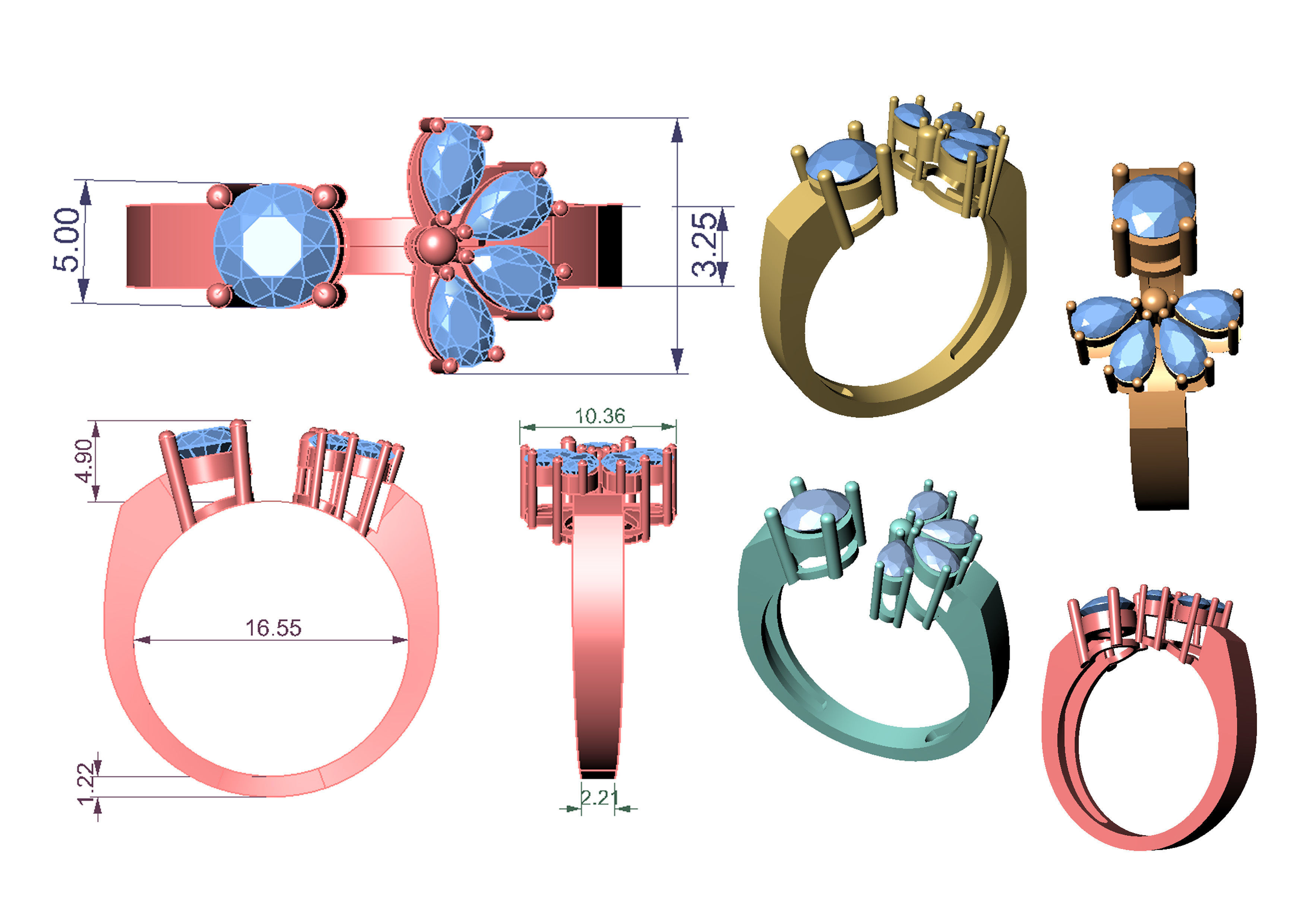 Woman ring 3D print model_19