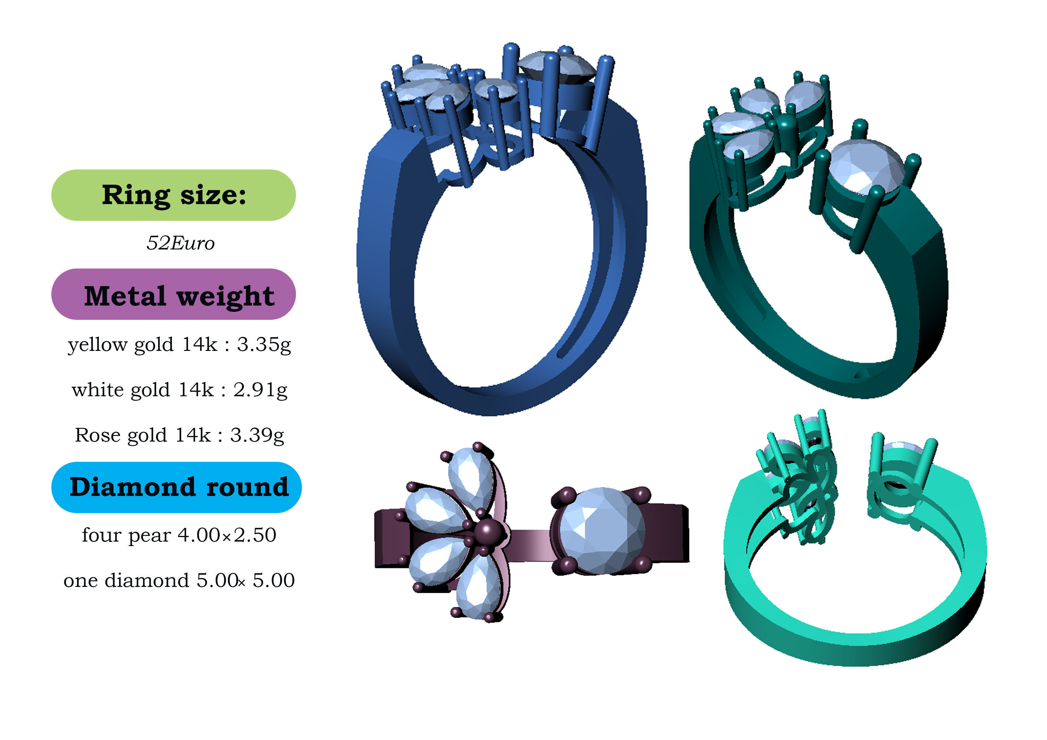 Woman ring 3D print model_18