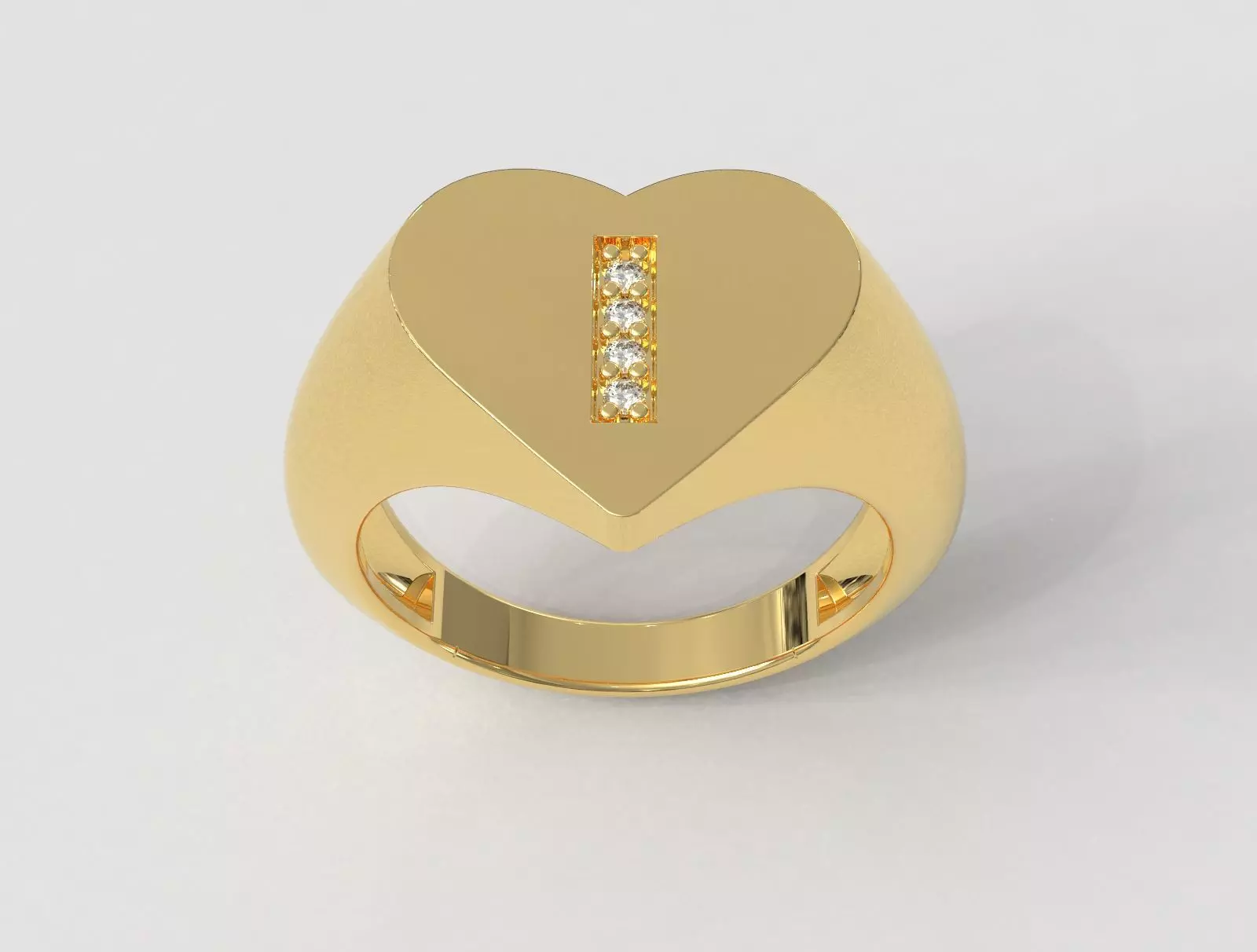 Heart Ring - Diamond Letter I 3D print model
