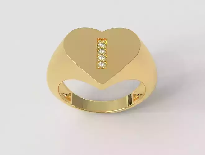 Heart Ring - Diamond Letter I