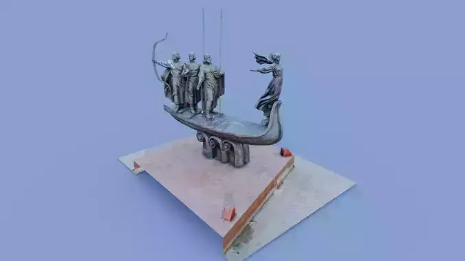 3D Monument to Founders of Kyiv - Kyiv Ukraine 3D model