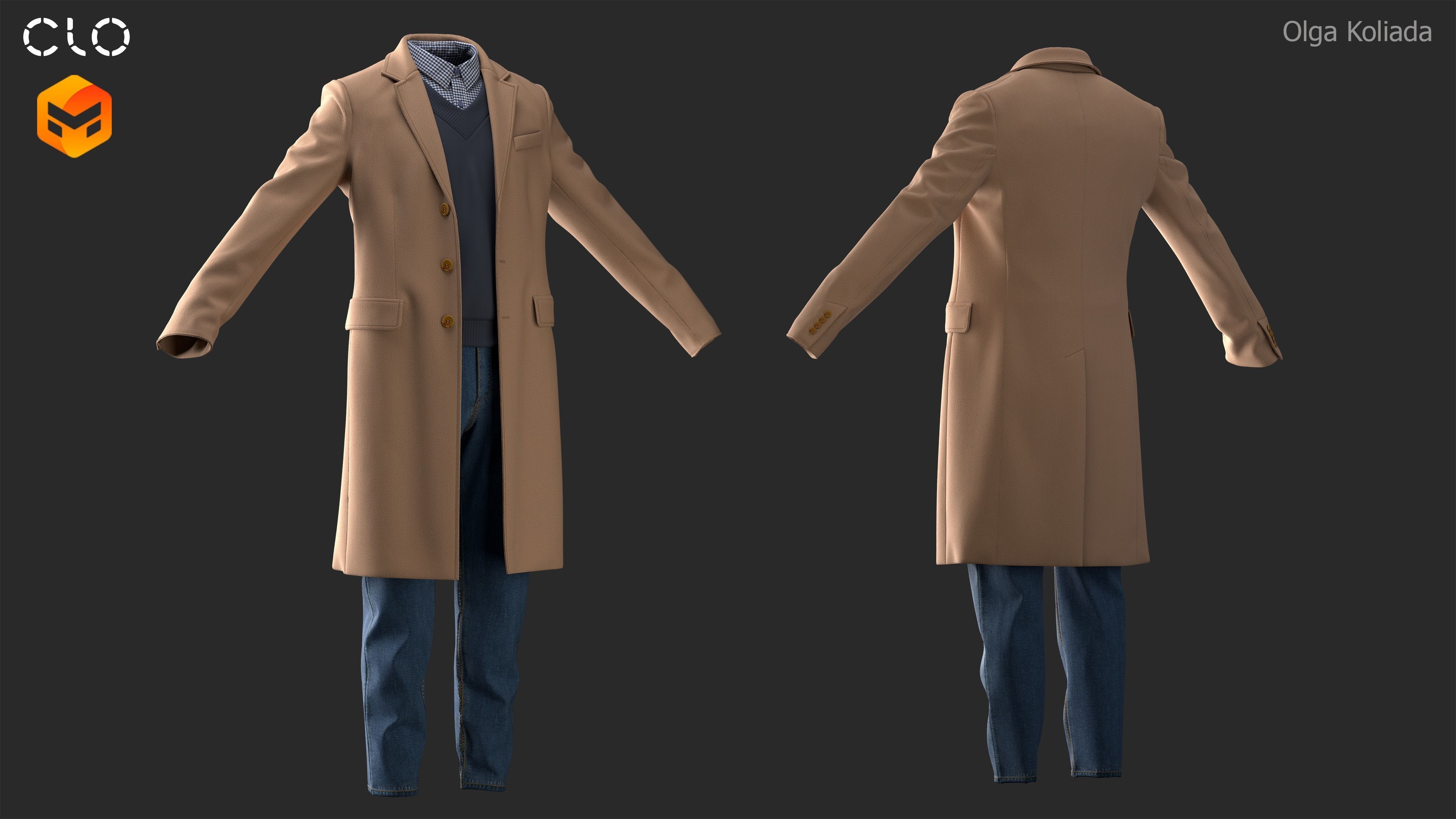 Male outfit Marvelous Designer project and OBJ 3D model_2