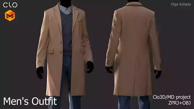 Male outfit Marvelous Designer project and OBJ 3D model