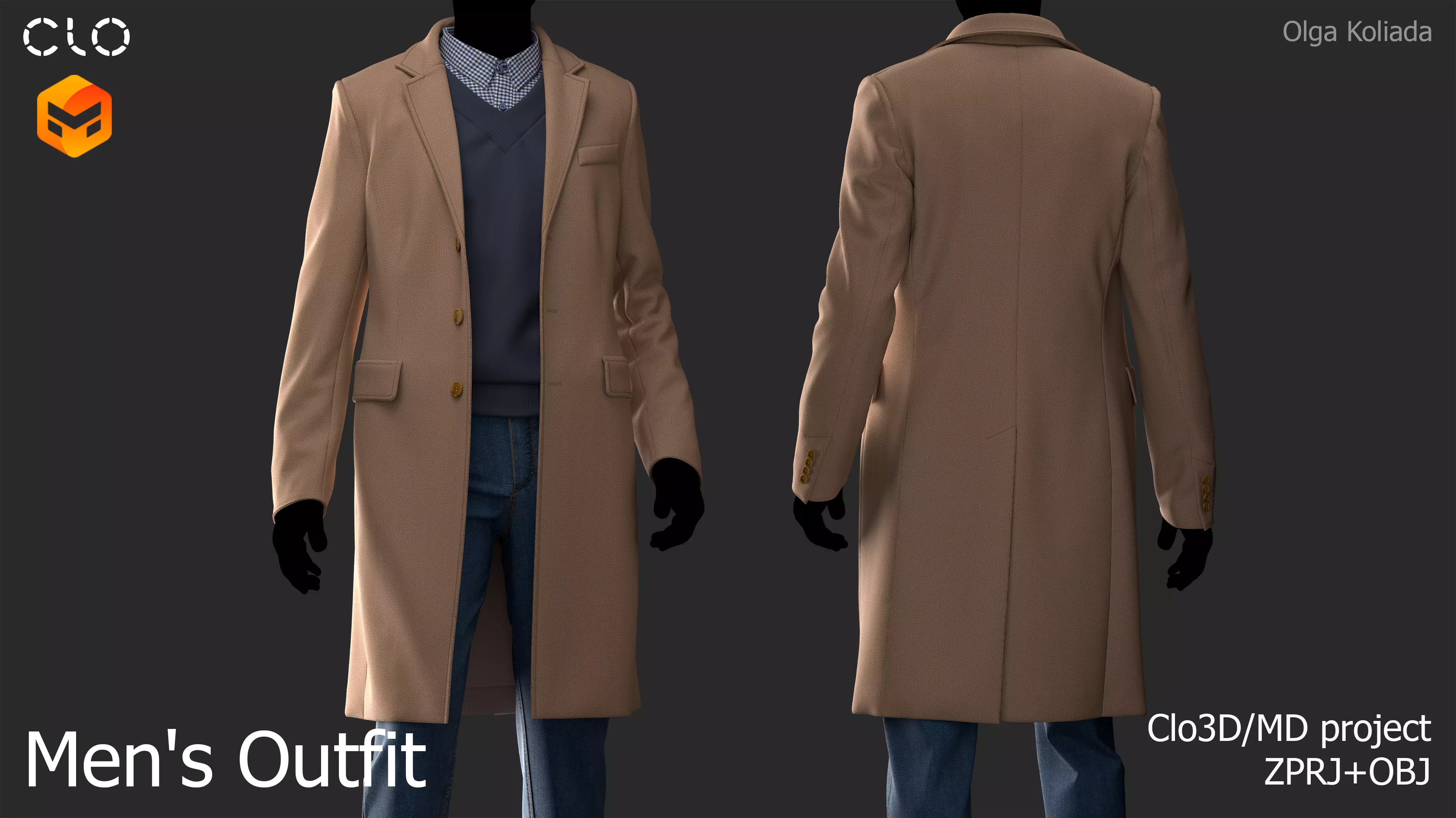 Male outfit Marvelous Designer project and OBJ 3D model_0