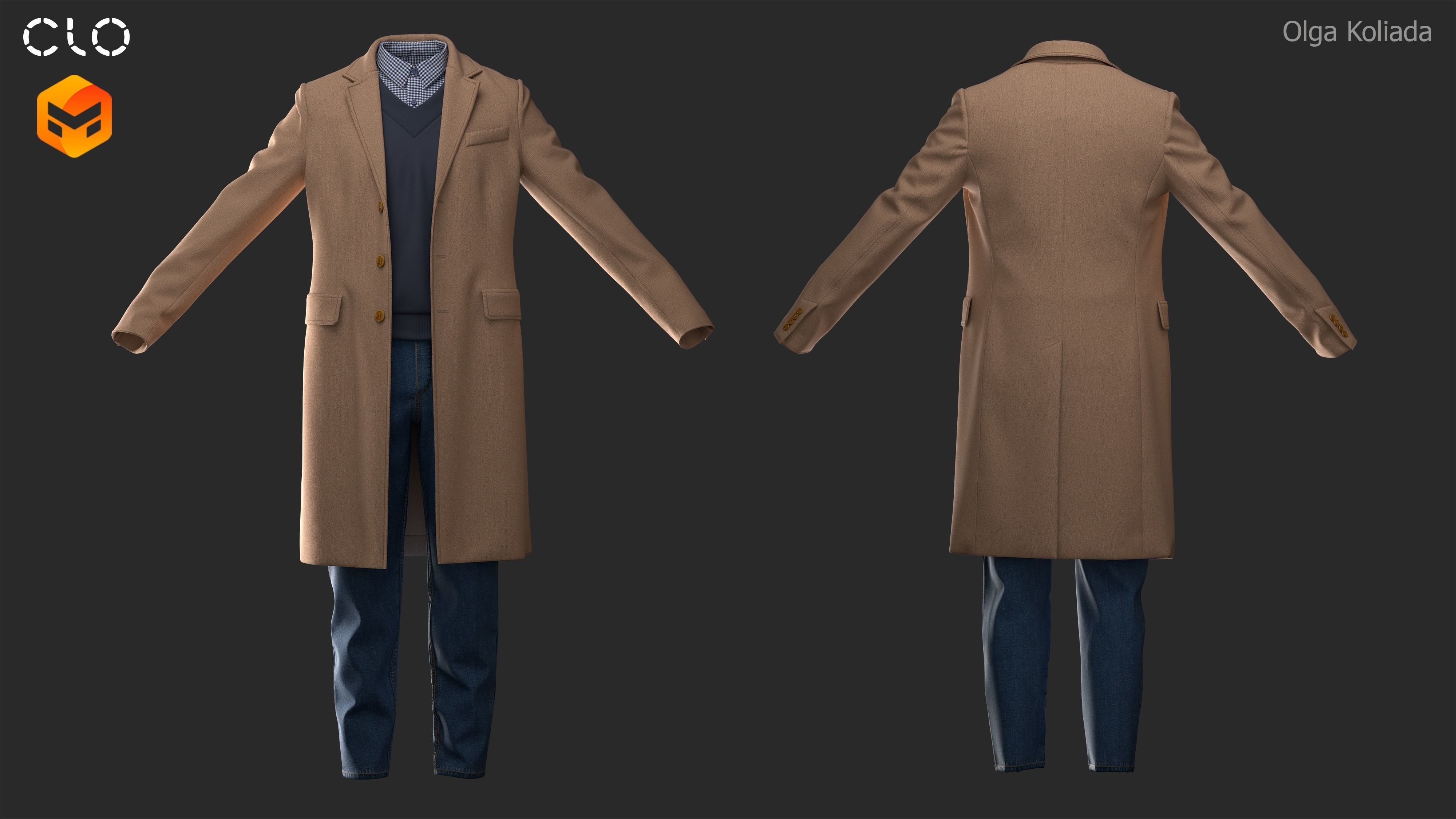 Male outfit Marvelous Designer project and OBJ 3D model_1