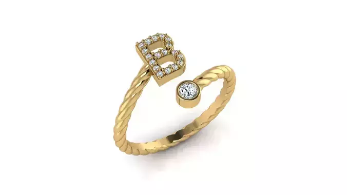 Alphabet Rope Diamond Ring B