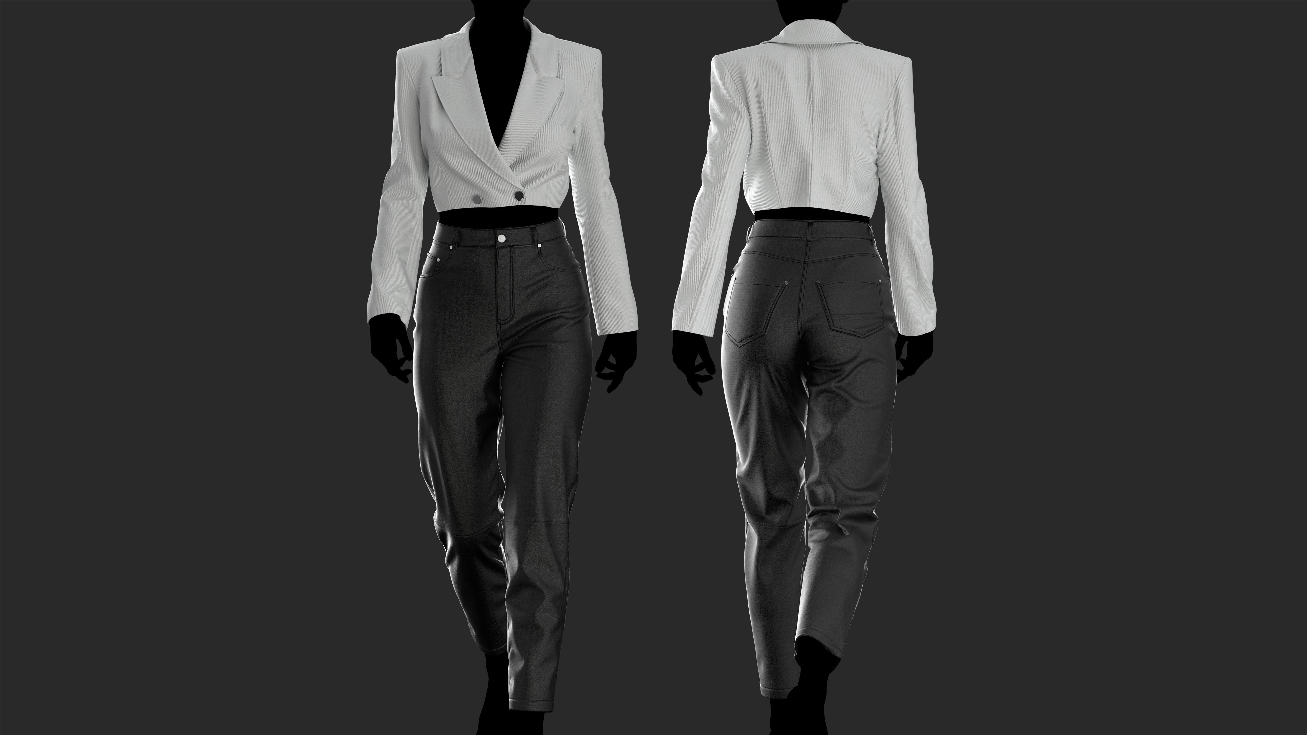Female outfit Marvelous Designer project and OBJ 3D model_4