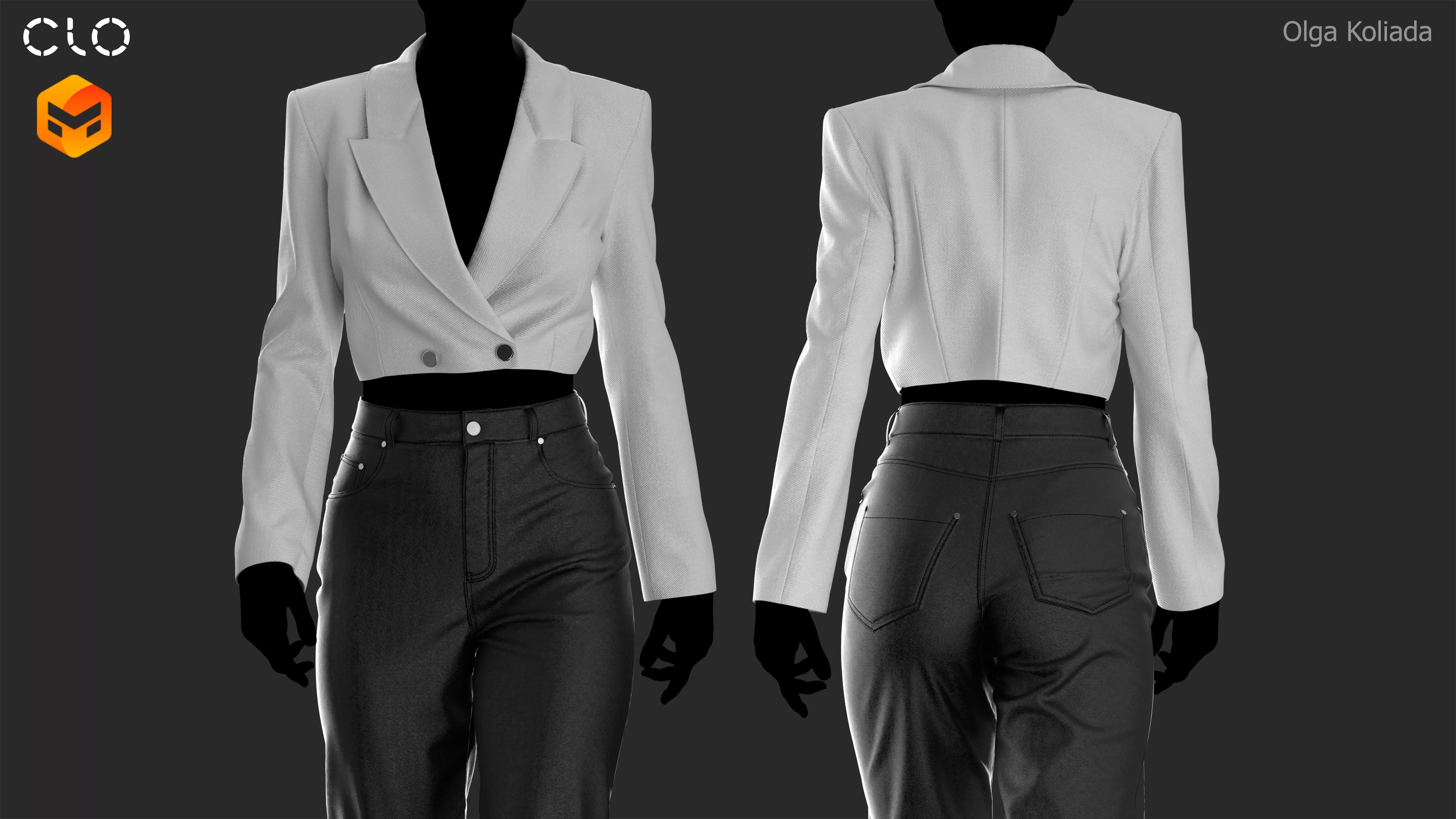 Female outfit Marvelous Designer project and OBJ 3D model_0
