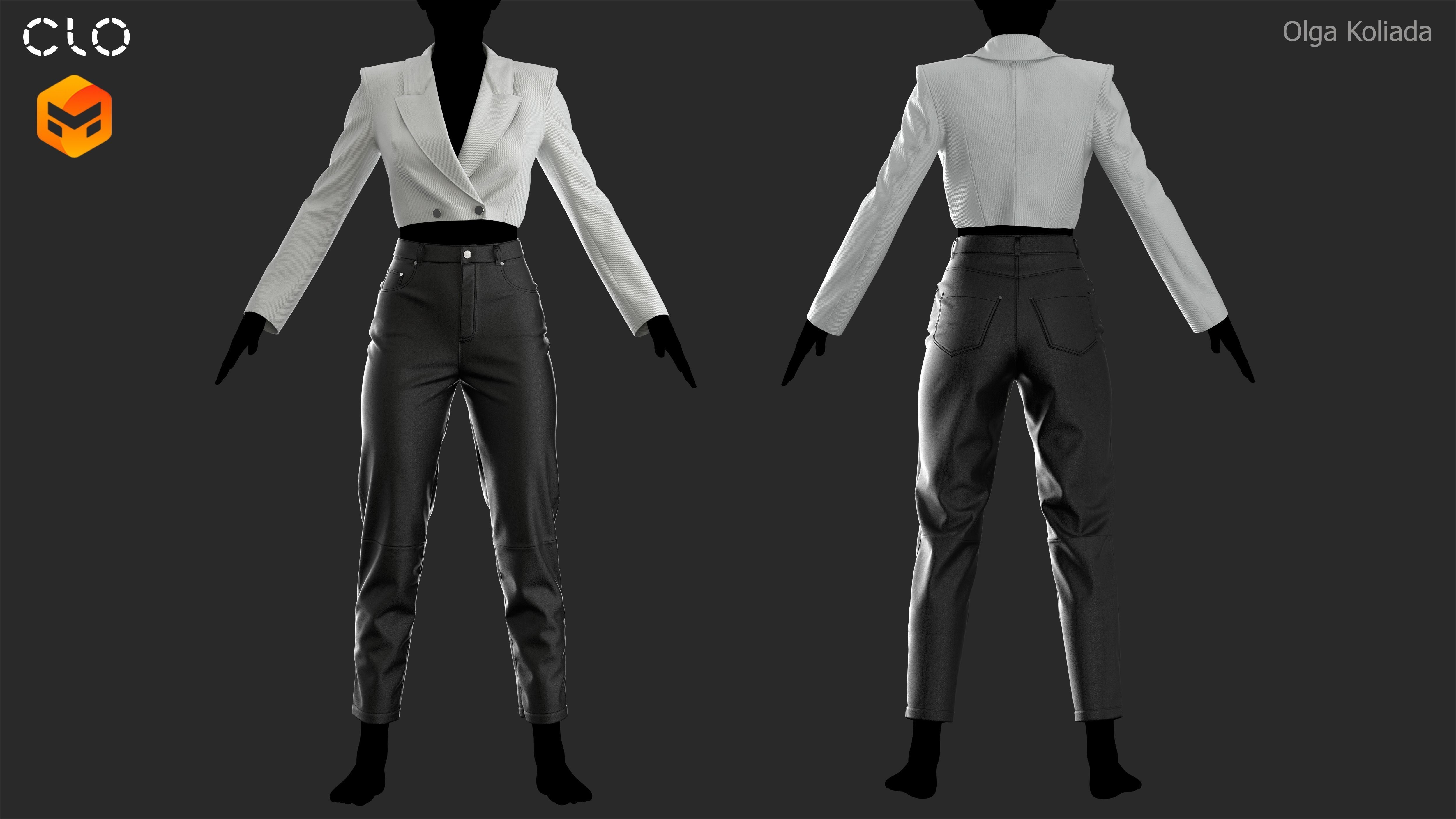 Female outfit Marvelous Designer project and OBJ 3D model_3