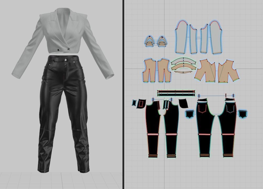 Female outfit Marvelous Designer project and OBJ 3D model_5