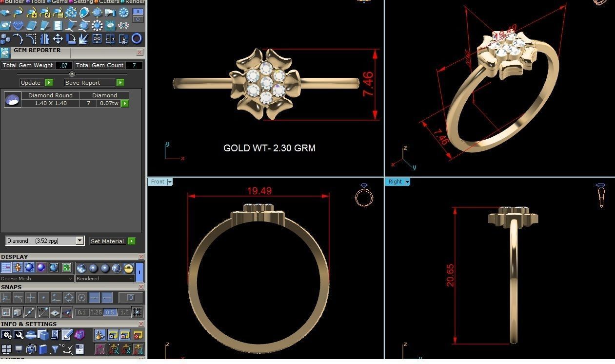 Diamond Ring For Women 3d Print Model 3D print model_2