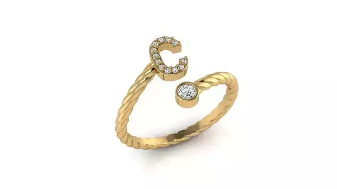 Alphabet Rope Diamond Rings C