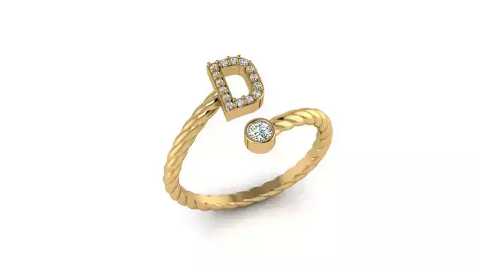 Alphabet Rope Diamond Rings D