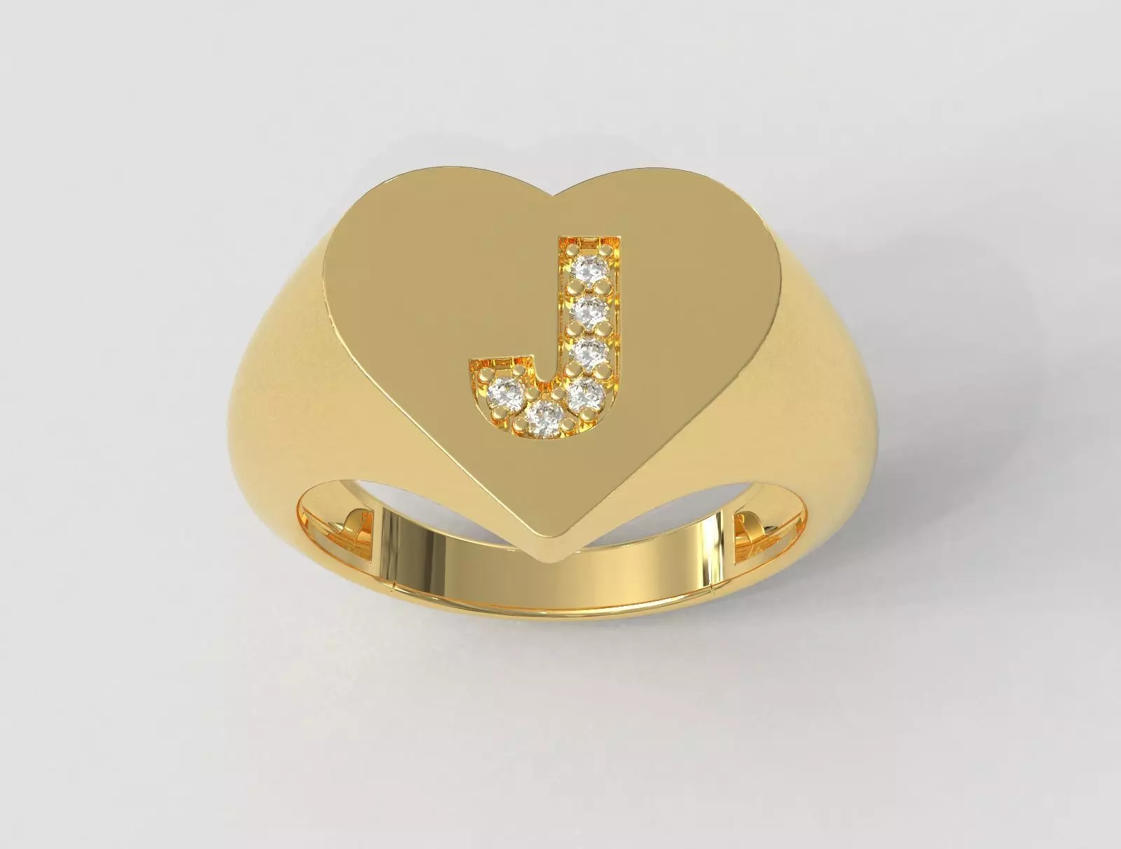 Heart Ring - Diamond Letter J 3D print model