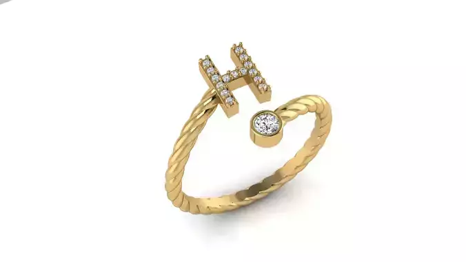 Alphabet Rope Diamond Rings H