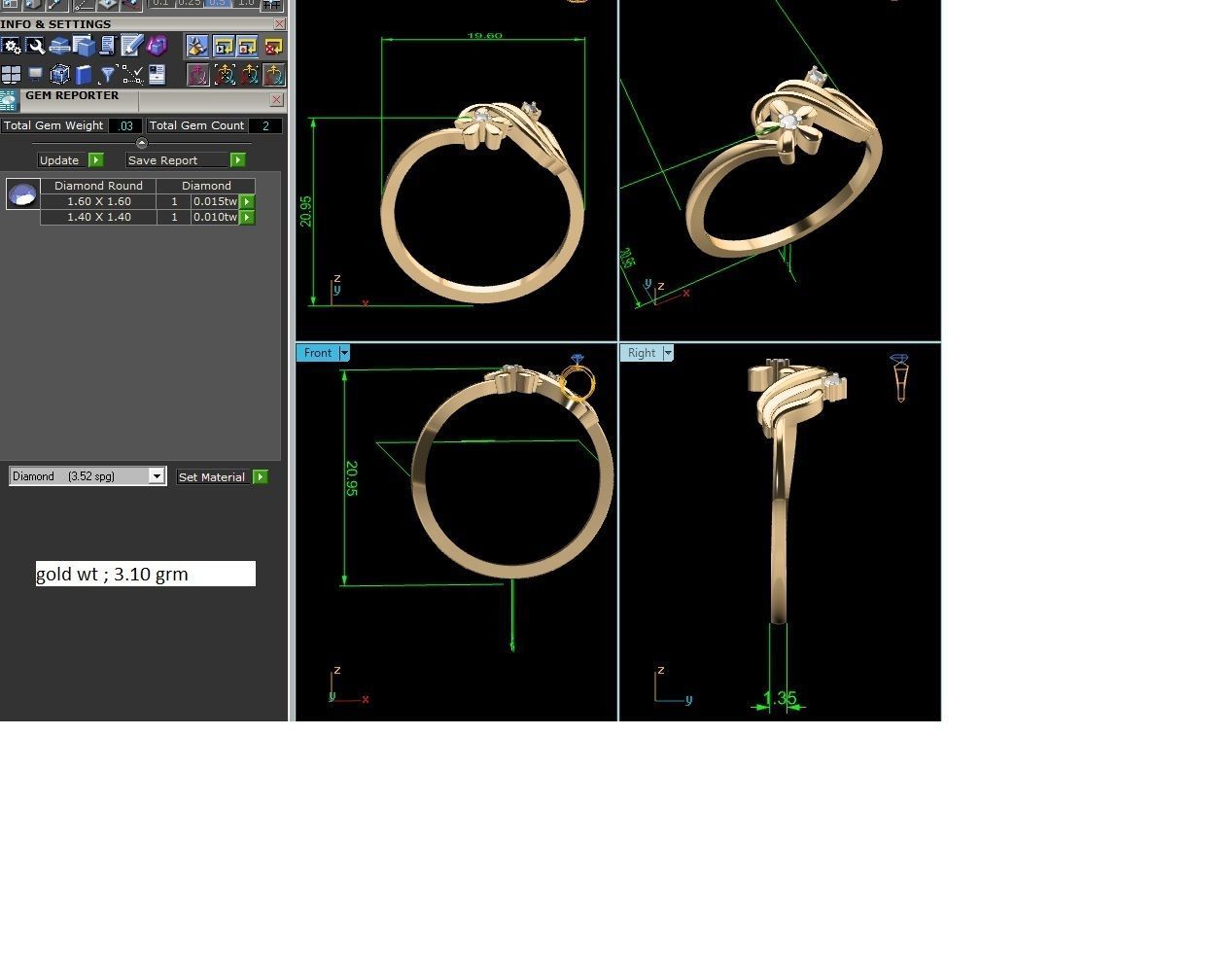 Diamond Ring For Women 3d Print Model 3D print model_3