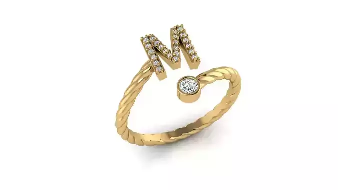 Alphabet Rope Diamond Rings M