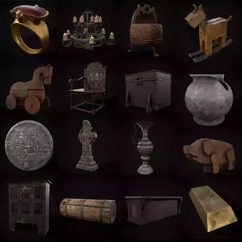 Medieval Prop Mix Forty 3D Model Collection