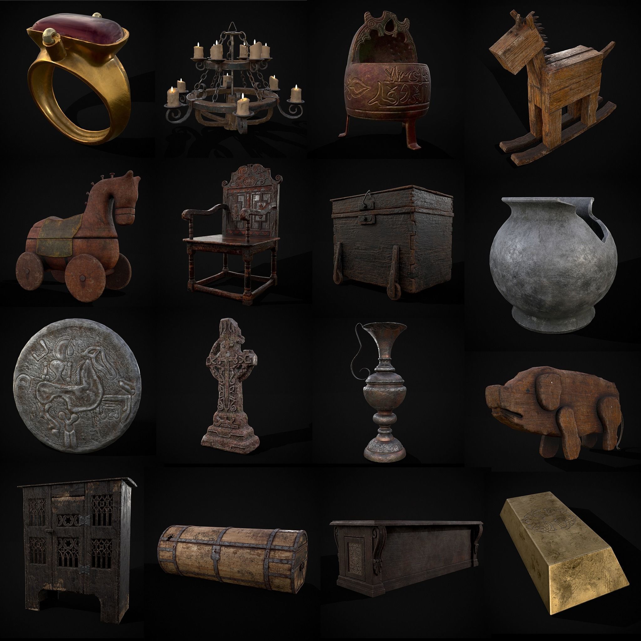 Medieval Prop Mix Forty 3D Model Collection_35