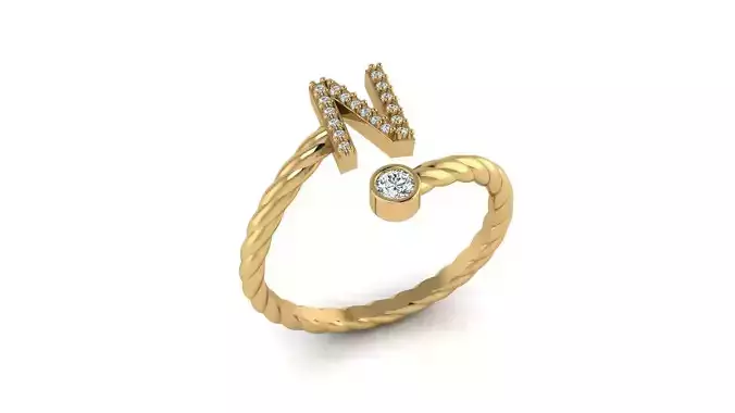 Alphabet Rope Diamond Rings N