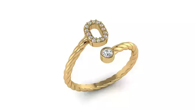 Alphabet Rope Diamond Rings O