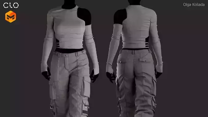 Female outfit Marvelous Designer project and OBJ