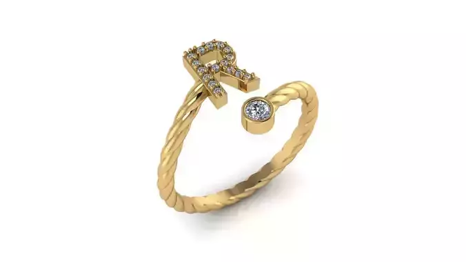 Alphabet Rope Diamond Rings R