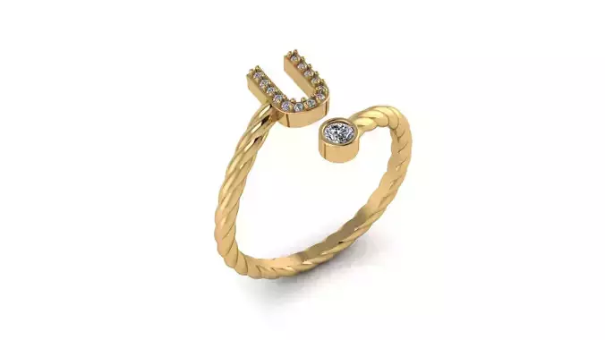 Alphabet Rope Diamond Rings U