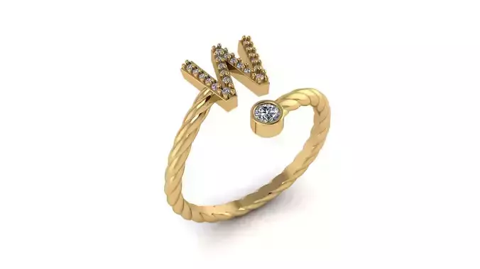Alphabet Rope Diamond Rings W