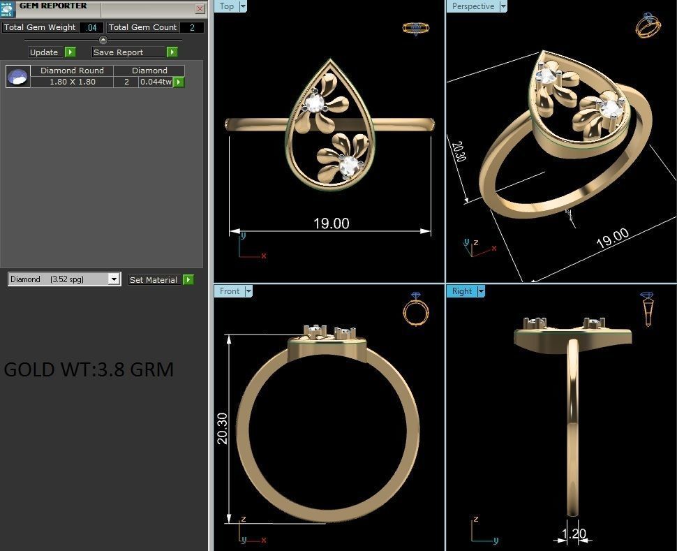 Diamond Ring For Women 3d Print Model 3D print model_2