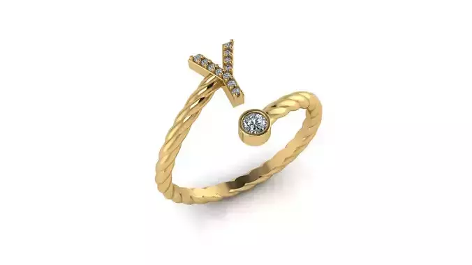 Alphabet Rope Diamond Rings Y