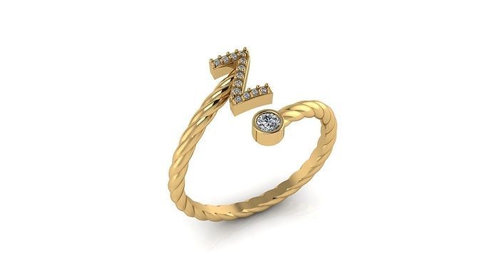 Alphabet Rope Diamond Rings Z 3D print model