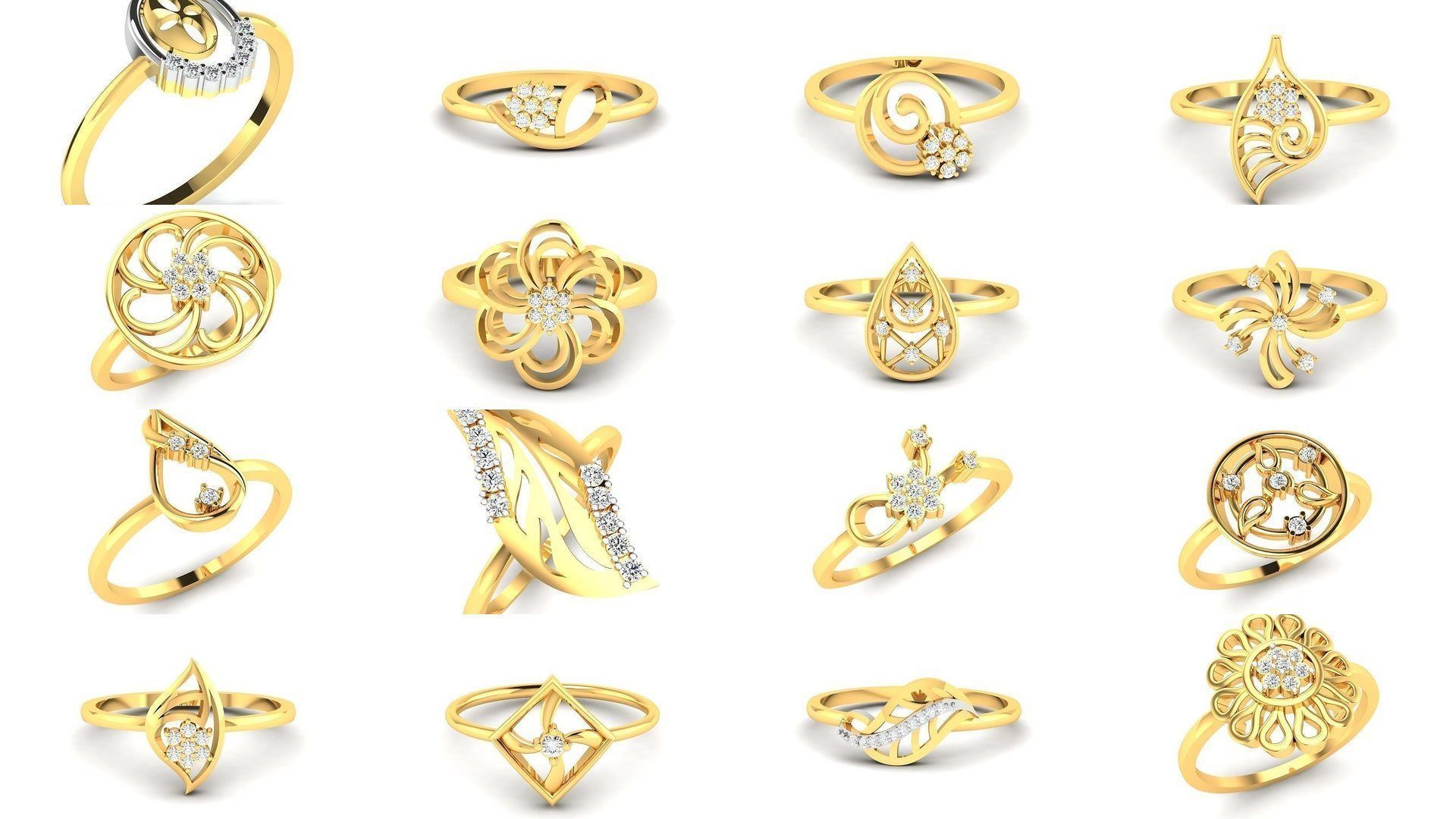 Diamond Rings Collection For Women 3d Print Model _9