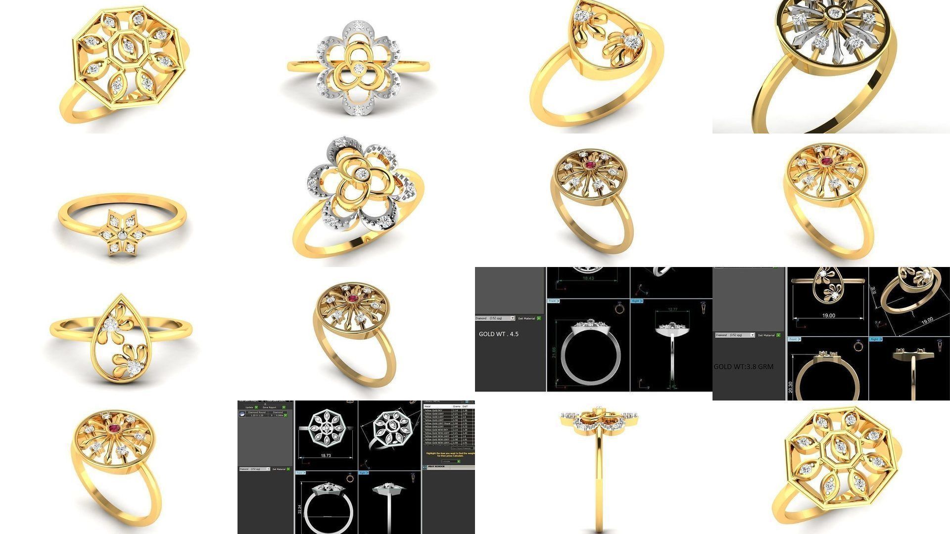 Diamond Rings Collection For Women 3d Print Model _11