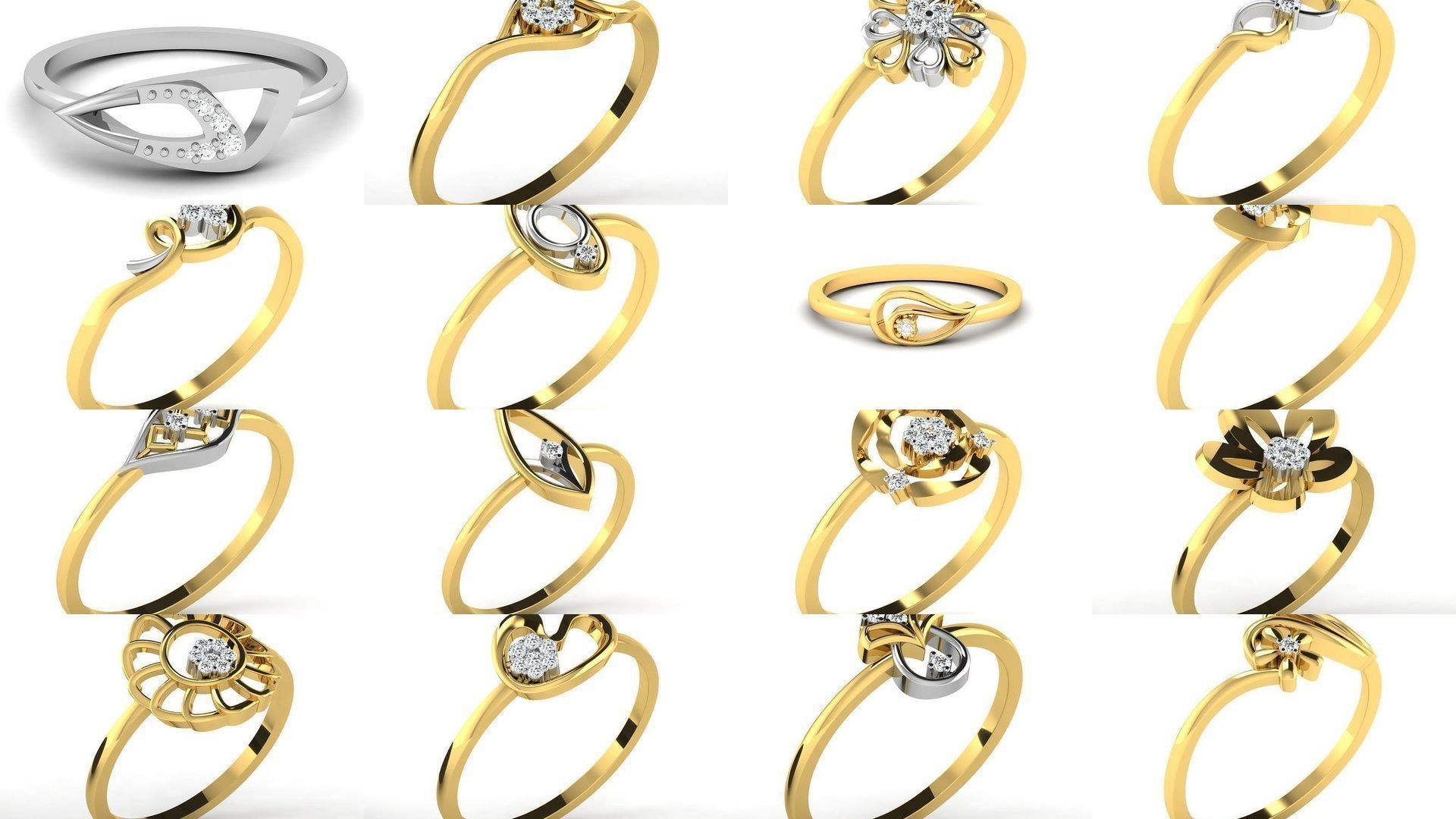 Diamond Rings Collection For Women 3d Print Model _7