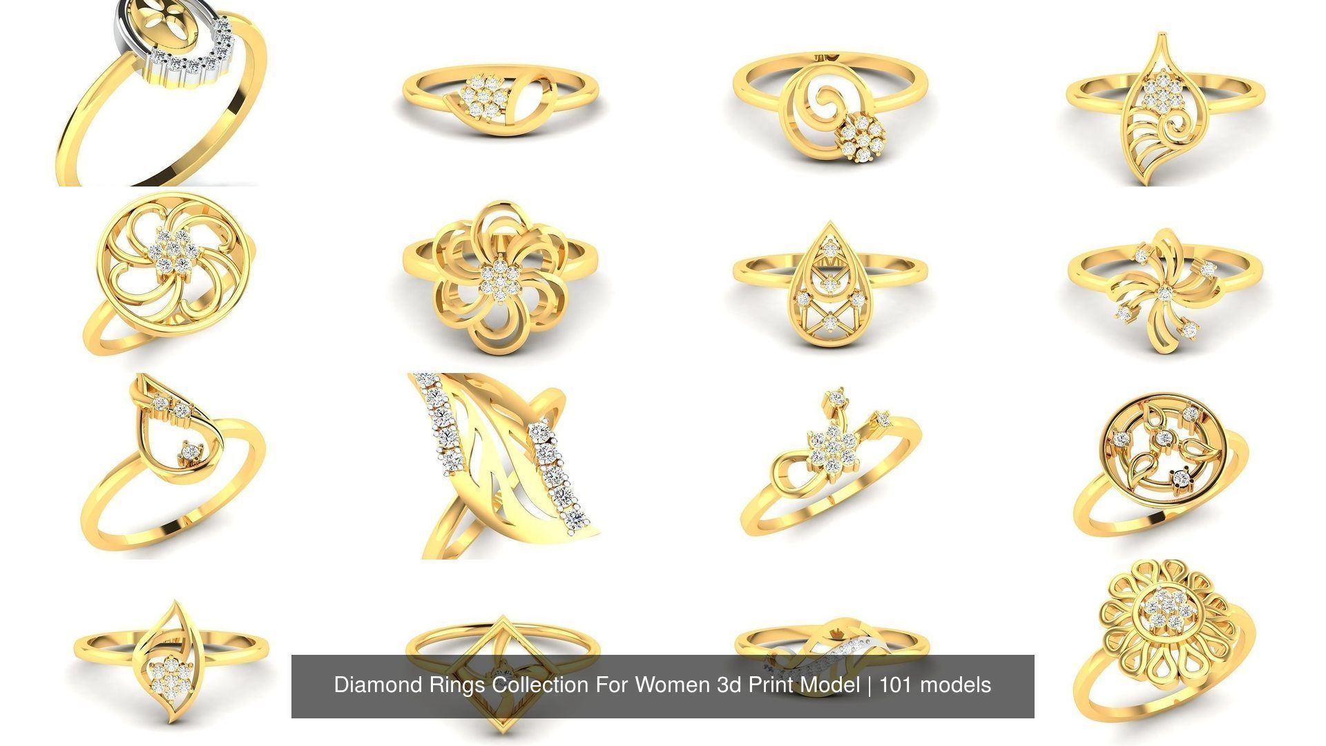 Diamond Rings Collection For Women 3d Print Model _10