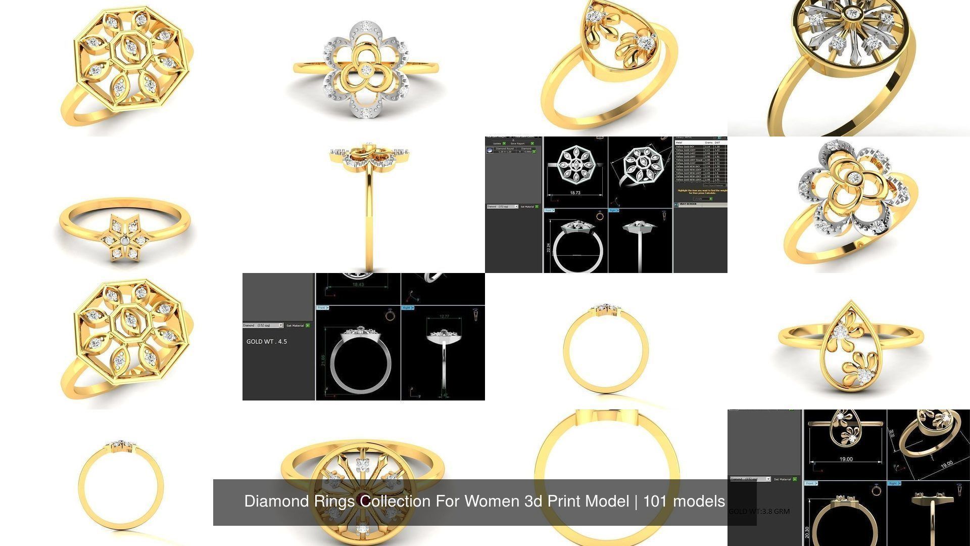 Diamond Rings Collection For Women 3d Print Model _12