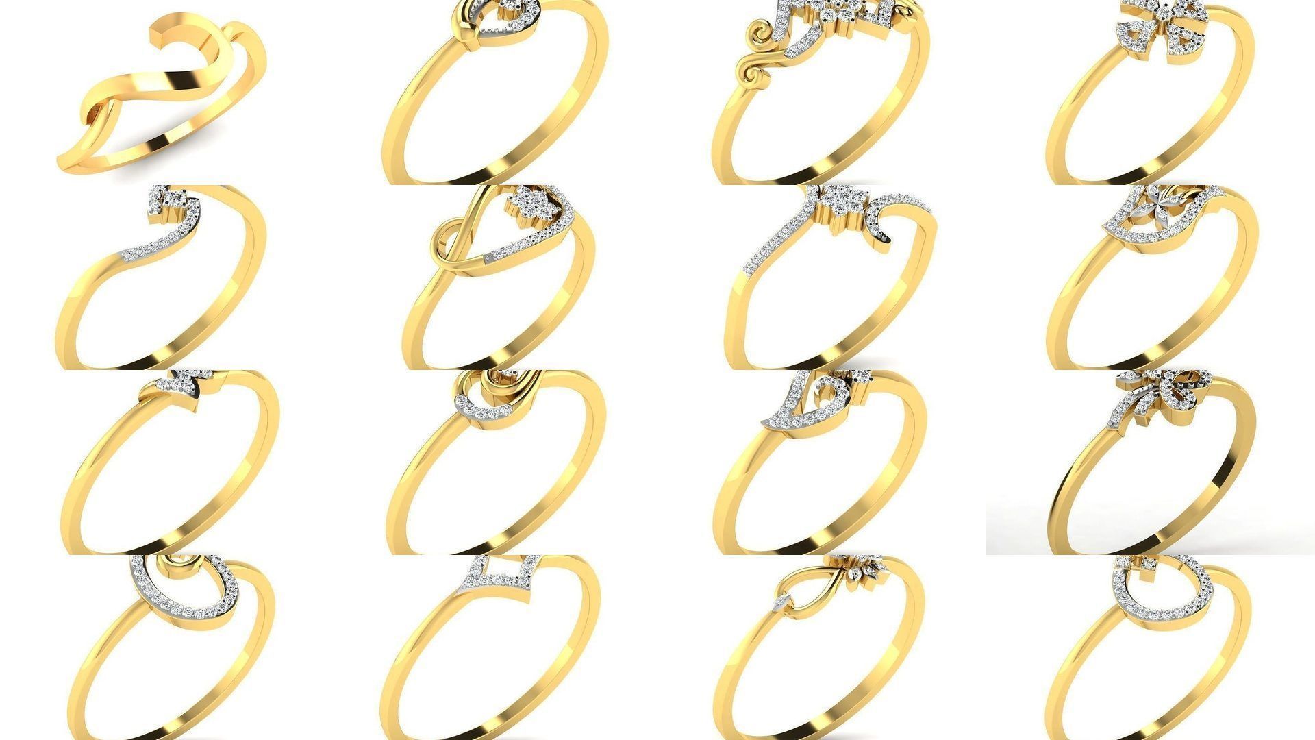 Diamond Rings Collection For Women 3d Print Model _1