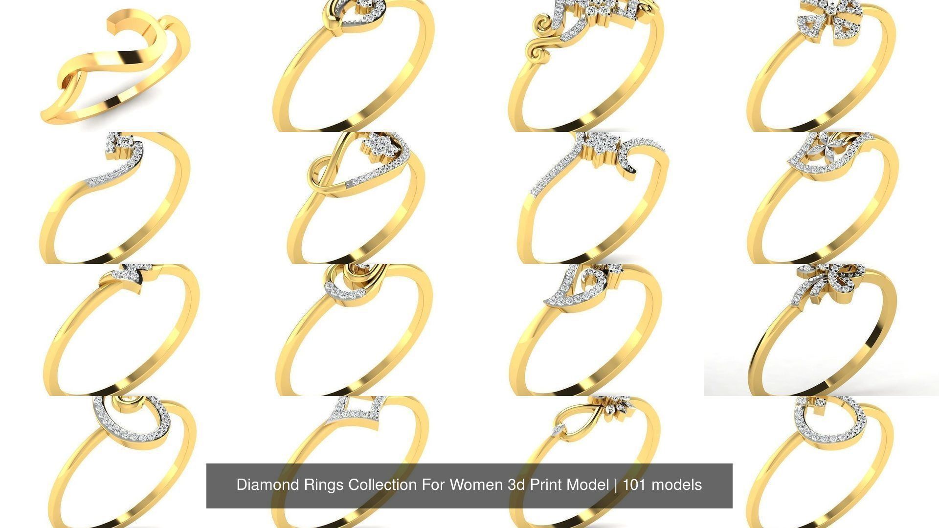 Diamond Rings Collection For Women 3d Print Model _2