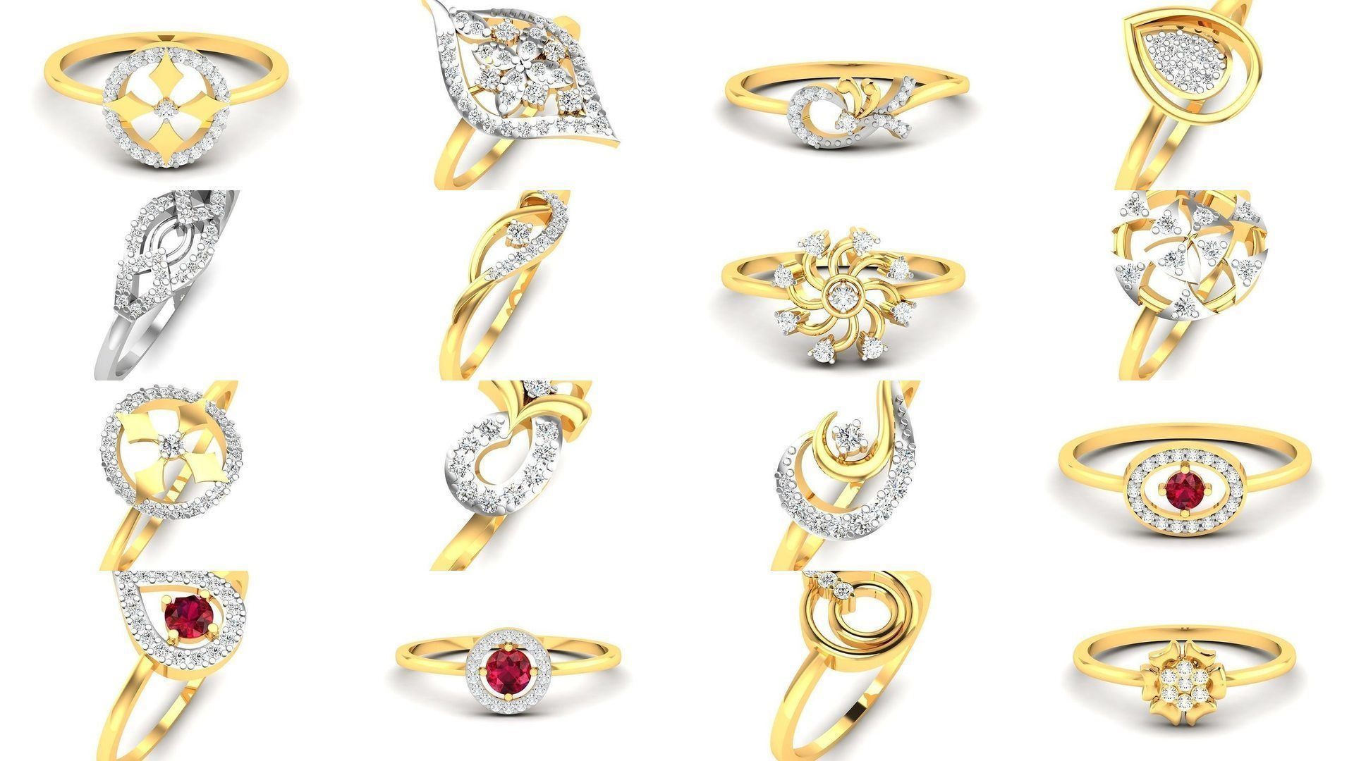 Diamond Rings Collection For Women 3d Print Model _5