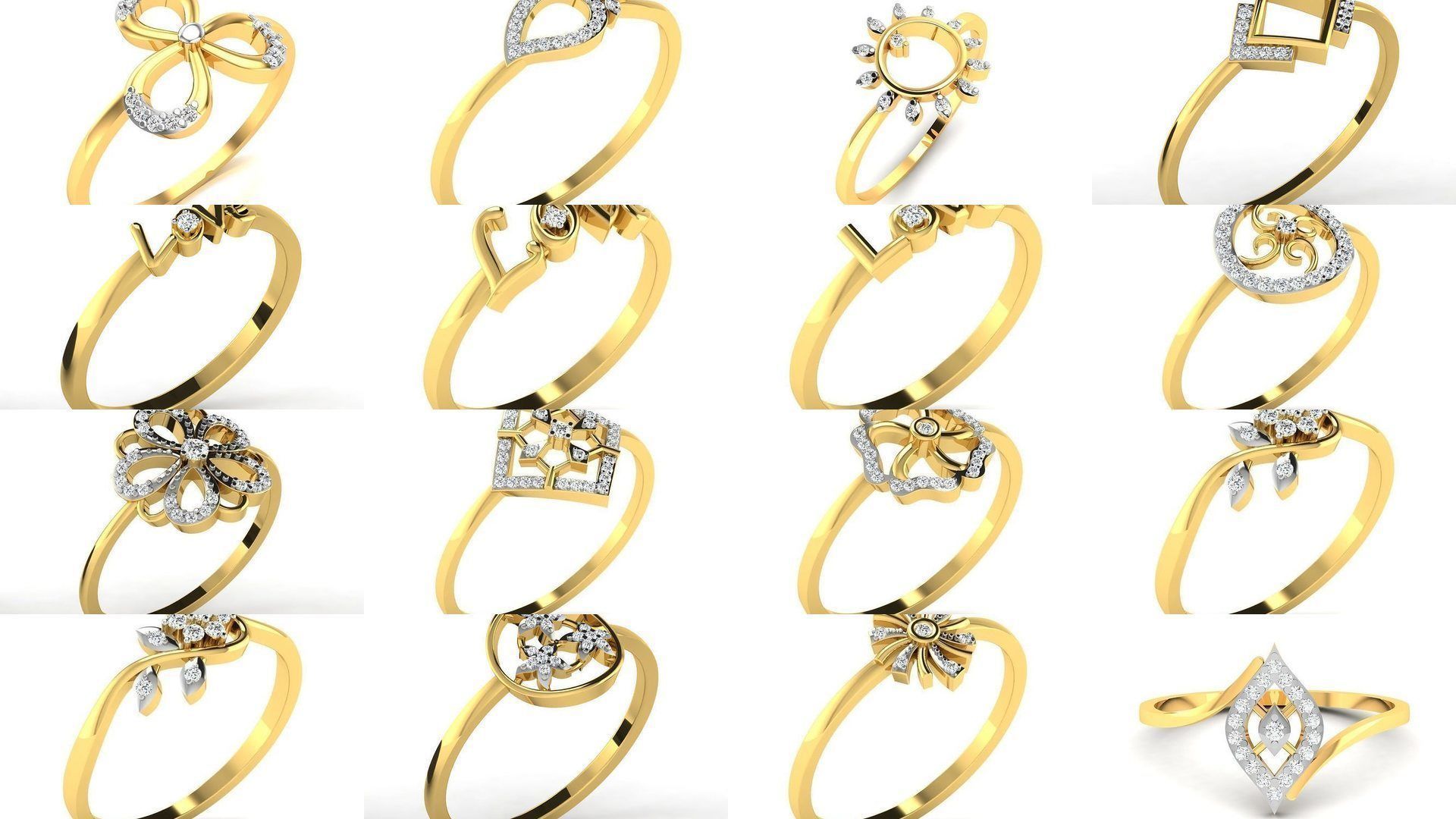 Diamond Rings Collection For Women 3d Print Model _3