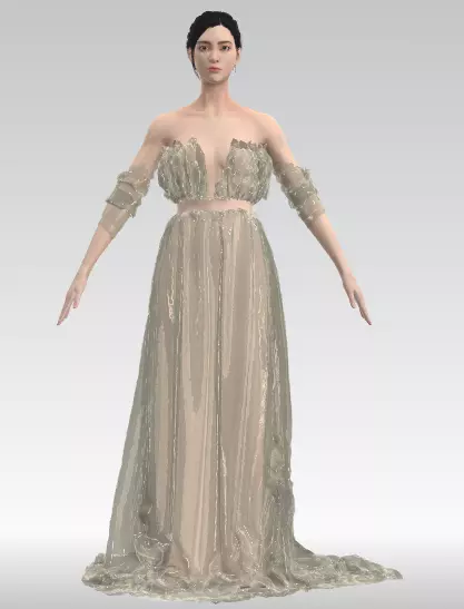 Dress ruffled heart neckline vaul glitter Low-poly 3D model