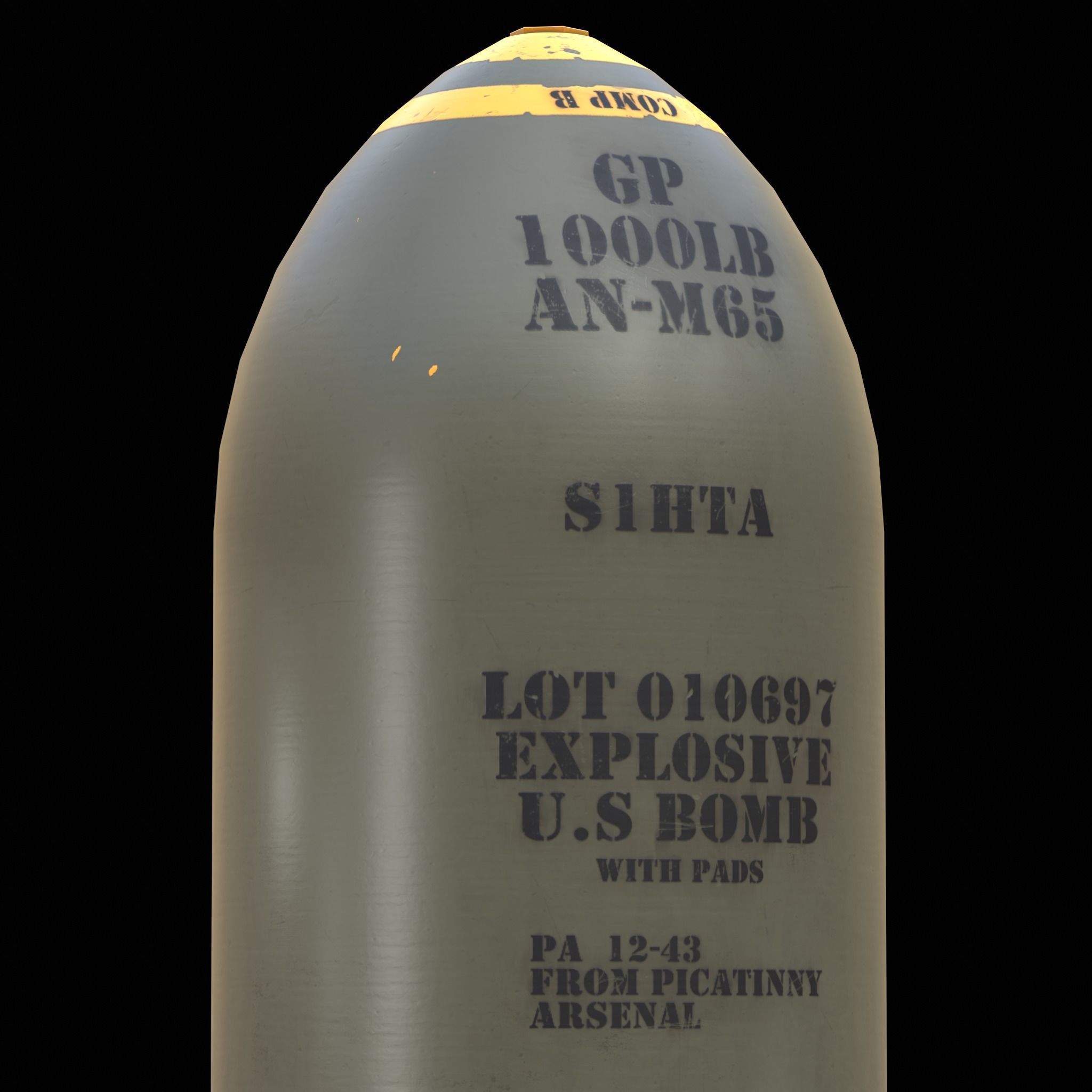 M65 Bomb Low-poly 3D model_5
