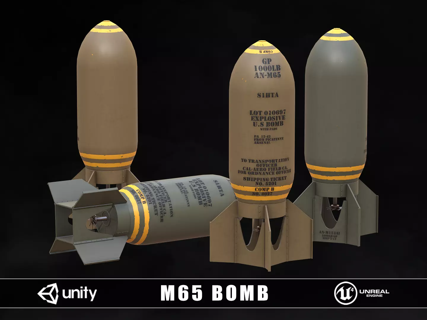 M65 Bomb Low-poly 3D model_0