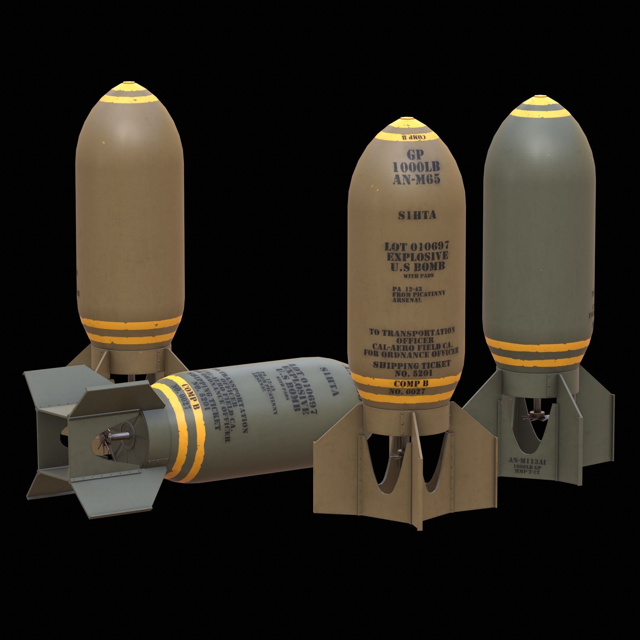 M65 Bomb Low-poly 3D model_2